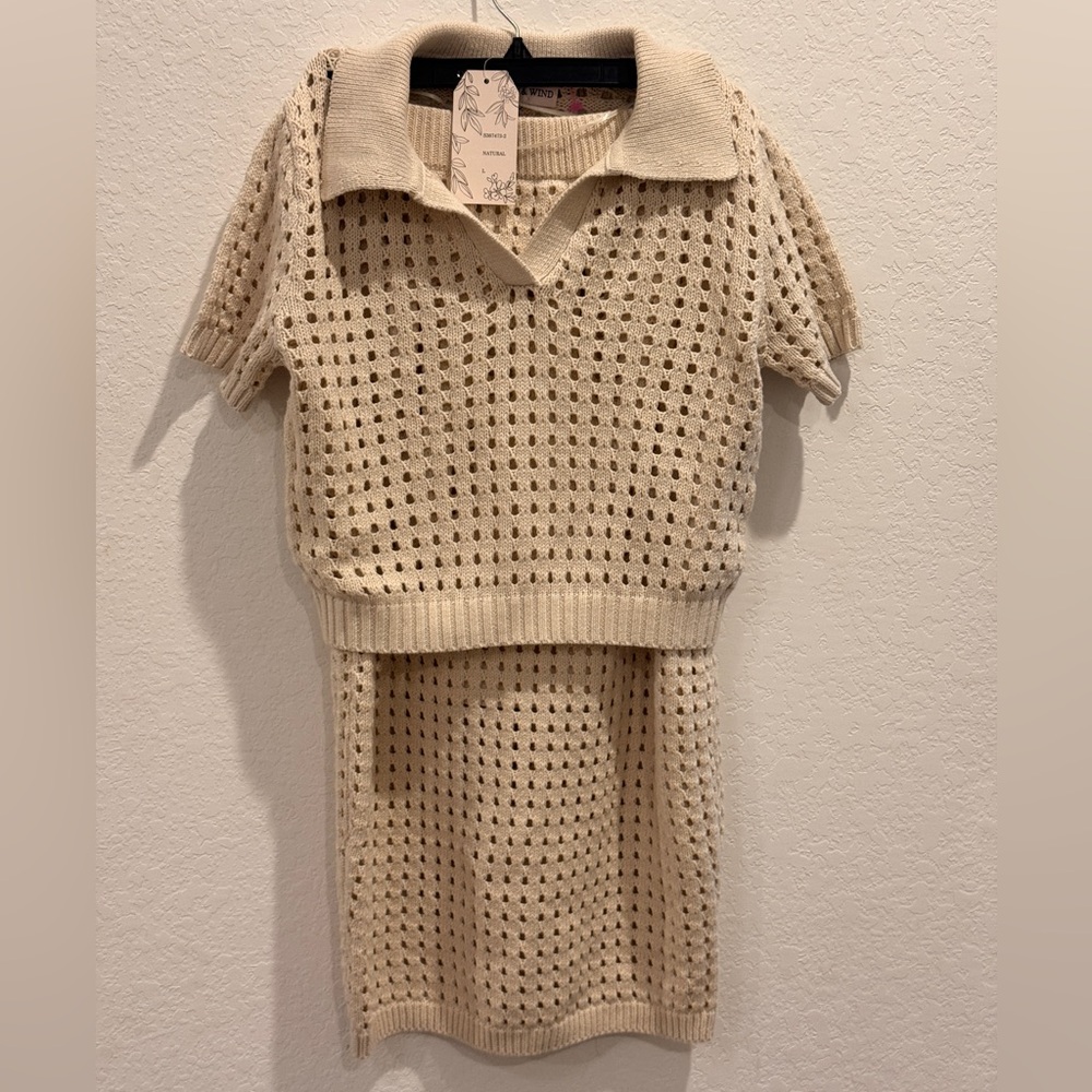 Willow & Wind Elegant Cream Knit Blouse